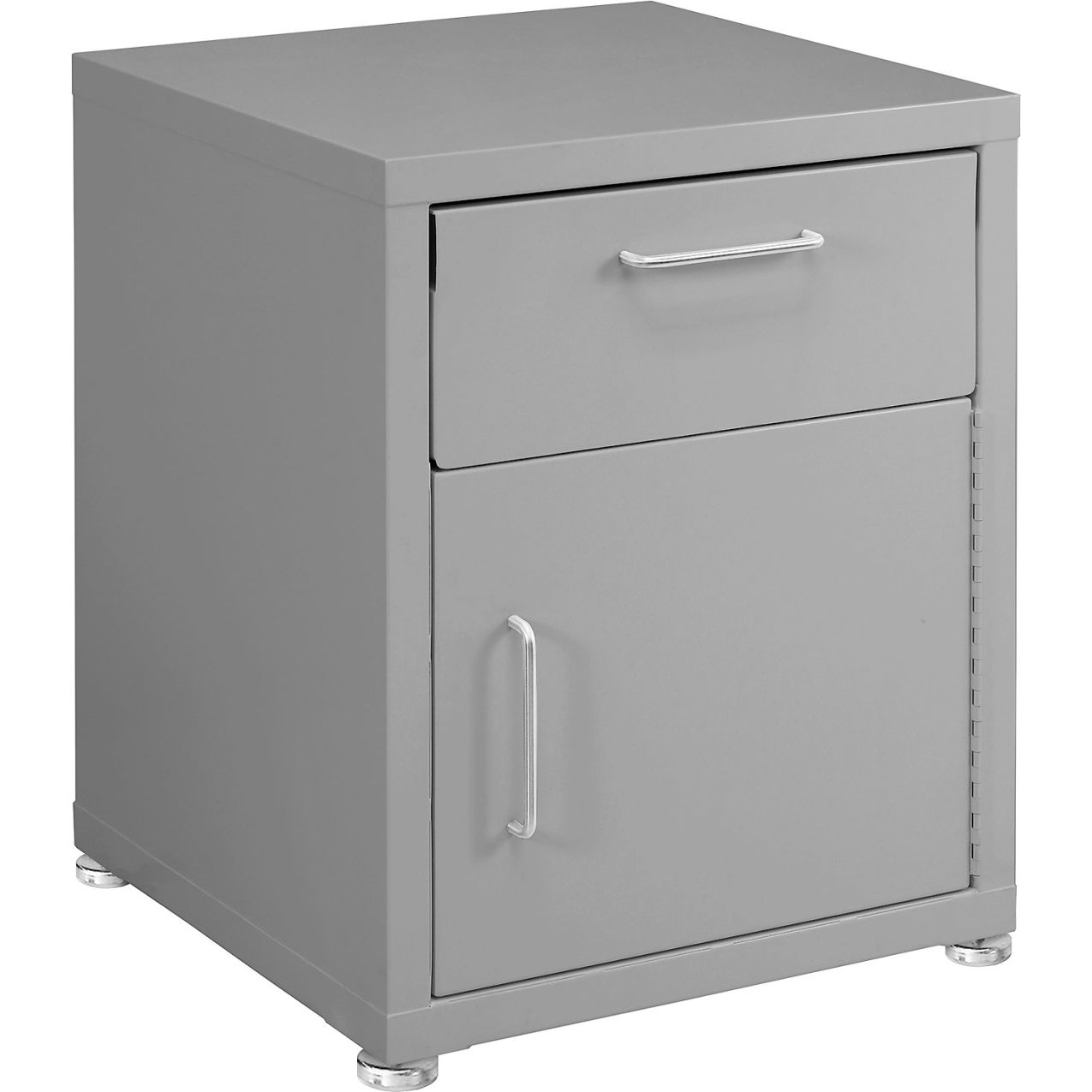 Storage Cabinets, 1 Drawer & 1 Door with Glides, Steel Top, Gray Frame