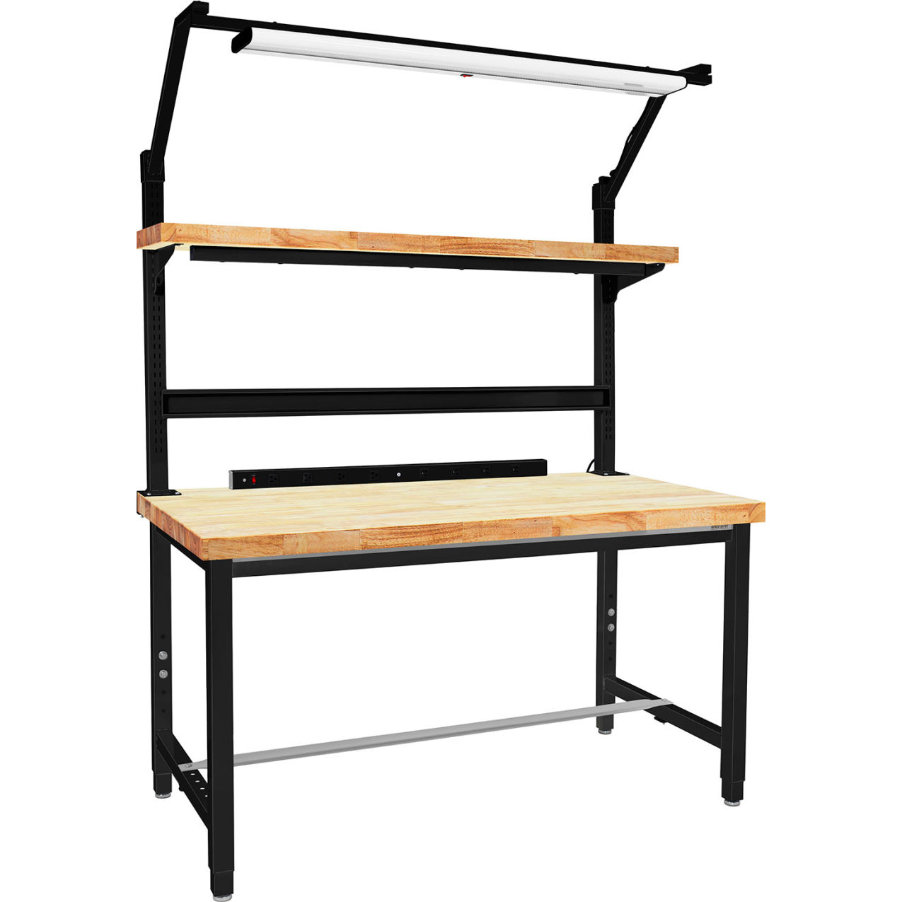 Kennedy Complete Workstation with Solid Maple Butcher Block Top, 60"W x 30"D, Black