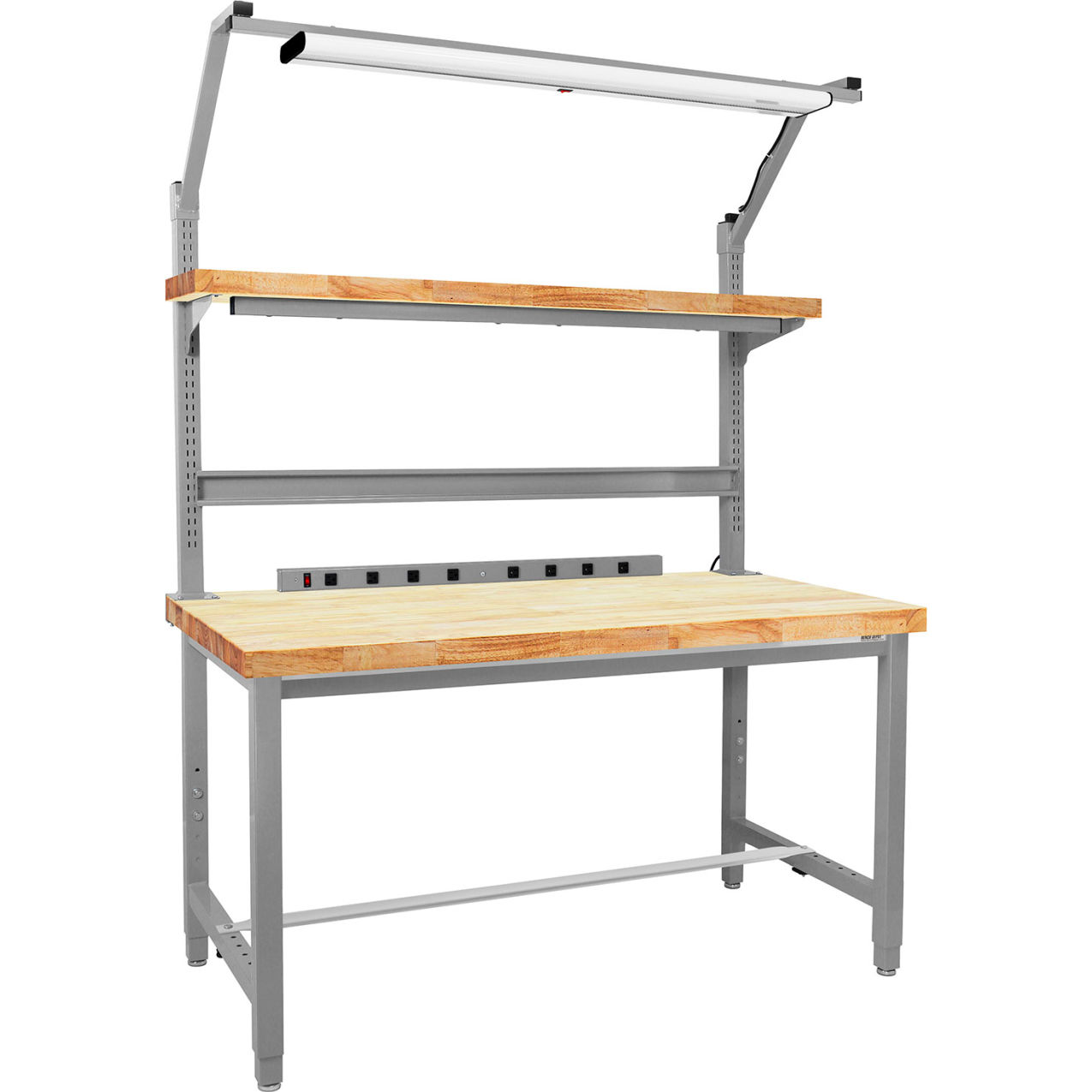 Kennedy Complete Workstation with Solid Maple Butcher Block Top, 60"W x 30"D, Gray