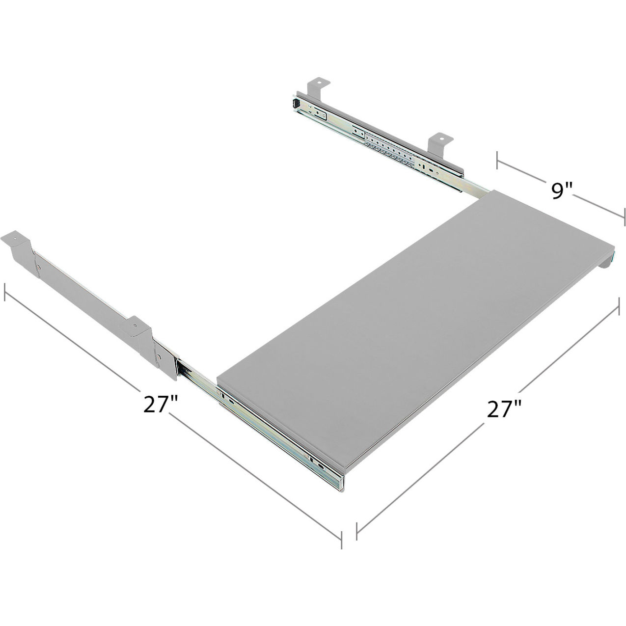 Metal Construction Slide Out Keyboard Tray, 24"W, Gray