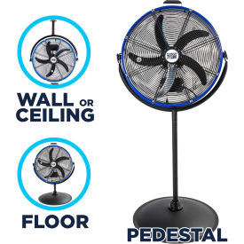 20" 3-in-1 Outdoor Rated Tilting Pedestal Fan, 3 Speed, 4600 CFM, 120W, 1/10 HP