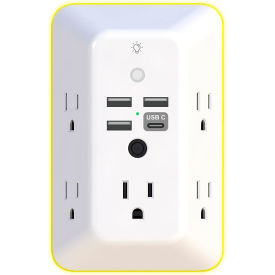 Power Surge Wall Tap with USB-C & USB-A, 5 Outlets, 1800 Joules, Nightlight
