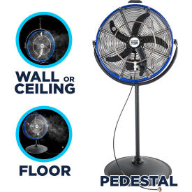 20" Portable Cooling 3-in-1 Misting Pedestal Fan, 4600 CFM, 1/10 HP
