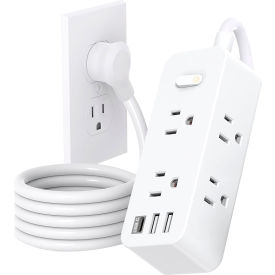 6 Outlet Power Strip with USB-A & USB-C, 3' Cord, Mountable