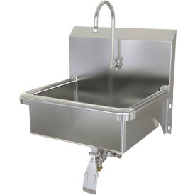 Wall Mount Sink with Single Knee Pedal Valve, 2 GPM Flow Rate, 16 Gauge