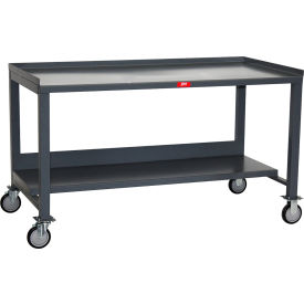 Mobile Workbench, Square Tubular Leg, Square Edge, 60" x 36" x 48", Gray