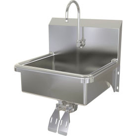 Wall Mount Sink with Double Knee Pedal Valve, Flow Rate 0.5 GPM