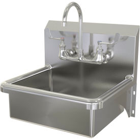 Wall Mount Sink with Manual Faucet, Flow Rate 2 GPM, 16 Gauge
