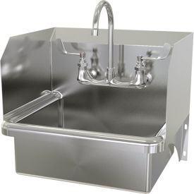 Wall Mount Sink with Manual Faucet, Flow Rate 2 GPM, 16 Gauge