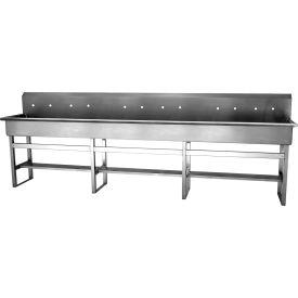 Floor Mount Wash Station with 8" OC Faucet Mounting Holes, 10" Back Splash Height