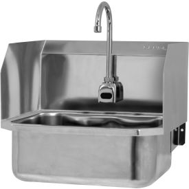 Wall Mount Sink w/ Battery Powered Sensor & Side Guard, Flow Rate 2 GPM, 18 Gauge