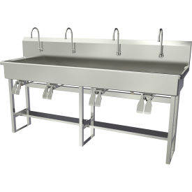 Floor Mount Sink with Double Knee Pedal Valve, Flow Rate 2 GPM, 16 Gauge
