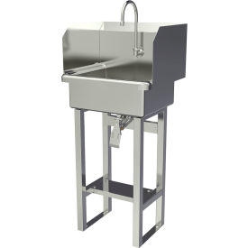 Floor Mount Sink with Single Knee Valve & Side Splash Guards, 2 GPM
