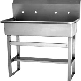 Floor Mount Wash Station with 8" OC Faucet Mounting Holes, 16 Gauge