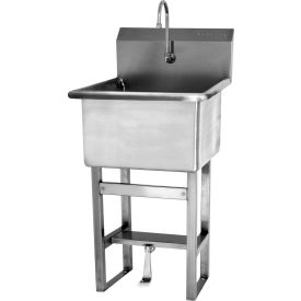Floor Mount Sink with Single Foot Pedal Valve, 2 GPM, 14 Gauge