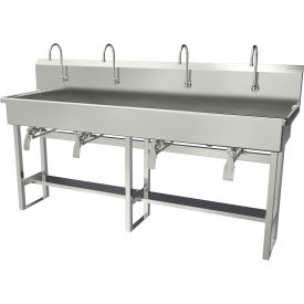 Floor Mount Wash Station with Single Knee Pedal Valve, Flow Rate 2 GPM, 16 Gauge