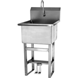 Floor Mount Sink with Double Foot Pedal Valve, 0.5 GPM, 14 Gauge