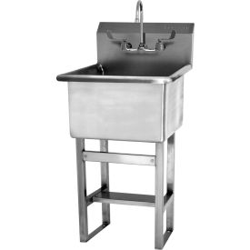 Floor Mount Sink with Manual Faucet, Flow Rate of 2 GPM, 8'' Back Splash Height