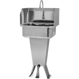 Floor Mount Sink with Single Foot Pedal Valve & Side Splash Guards, 0.5 GPM