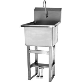 Wall Mount Sink with Double Foot Pedal Valve, Flow Rate 0.5 GPM, 14 Gauge