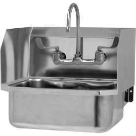 Wall Mount Sink with Manual Faucet & Side Guard, Flow Rate 2 GPM, 18 Gauge