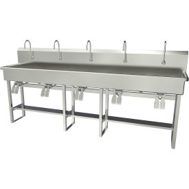 Floor Mount Wash Station with Double Knee Pedal Valve, Flow Rate 0.5 GPM, 16 Gauge