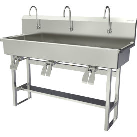 Floor Mount Sink with Double Knee Pedal Valve, Flow Rate 0.5 GPM, 16 Gauge