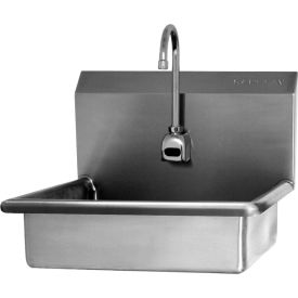Wall Mount Sink with Battery Powered Sensor, 0.5 GPM, 16 Ga., 9" Back Splash