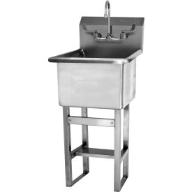 Floor Mount Sink with Manual Faucet, Flow Rate 0.5 GPM, 14 Gauge