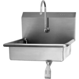 Wall Mount Sink with Single Knee Pedal Valve, 16 Gauge