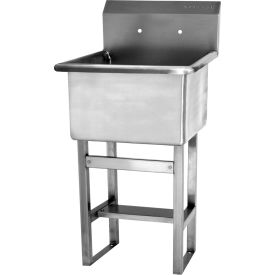 Floor Mount Scrub Sink, 8" On Center Holes, 14 Gauge, Stainless Steel