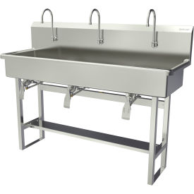 Floor Mount Wash Station with Single Knee Pedal Valve, Flow Rate 2 GPM