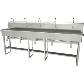 Floor Mount Wash Station with Single Knee Pedal Valve, Flow Rate 0.5 GPM, Gauge 16