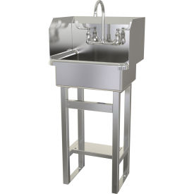 Floor Mount Sink with Faucet & Side Splash Guards, 2 GPM