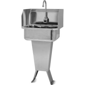 Floor Mount Sink with Battery Powered Sensor & Side Splash Guards, 2 GPM, 18 Gauge
