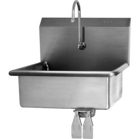 Wall Mount Sink with Double Knee Pedal Valve, 16 Gauge