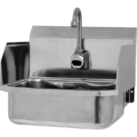 Wall Mount Sink with AC Sensor & Side Guard, 18 Gauge, 8" Back Splash Height