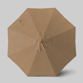 Venture 9' Patio Umbrella, Teak Simulation Pole, Olefin Woven Sesame