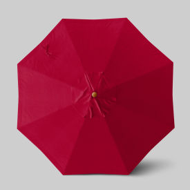 Venture 9' Patio Umbrella, Teak Simulation Pole, Sunbrella Jockey Red