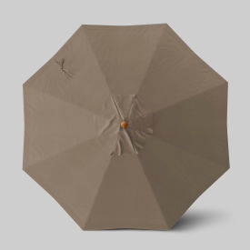 Venture 9' Patio Umbrella, Teak Simulation Pole, Sunbrella Taupe