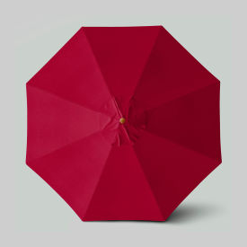 Venture 11' Patio Umbrella, Teak Simulation Pole, Sunbrella Jockey Red