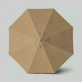 Venture 11' Patio Umbrella, Teak Simulation Pole, Sunbrella Linen Sesame