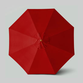 Venture 11' Patio Umbrella, Teak Simulation Pole, Olefin Red