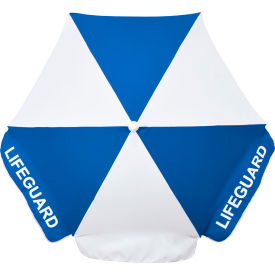 Lifeguard 6' Market Umbrella, Silver Pole, Olefin White/Blue Alternating Panels