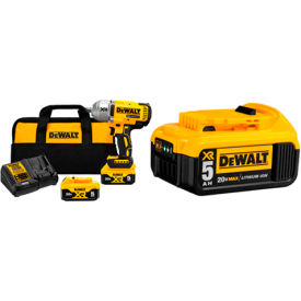 20V Max XR 1/2" High Torque Impact Wrench Hog Ring Anvil Bundled with DCB205