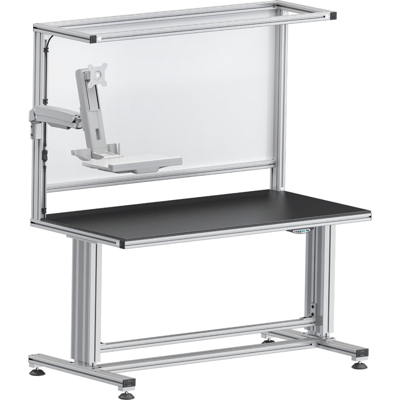 Electric Adjustable Height Workbench, 60W x 30D, Silver, HDPE Beveled Edge Top