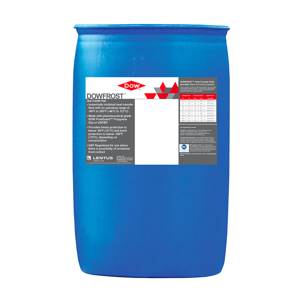 DOWFROST Heat Transfer Fluid, 55 Gallon Drum, Clear