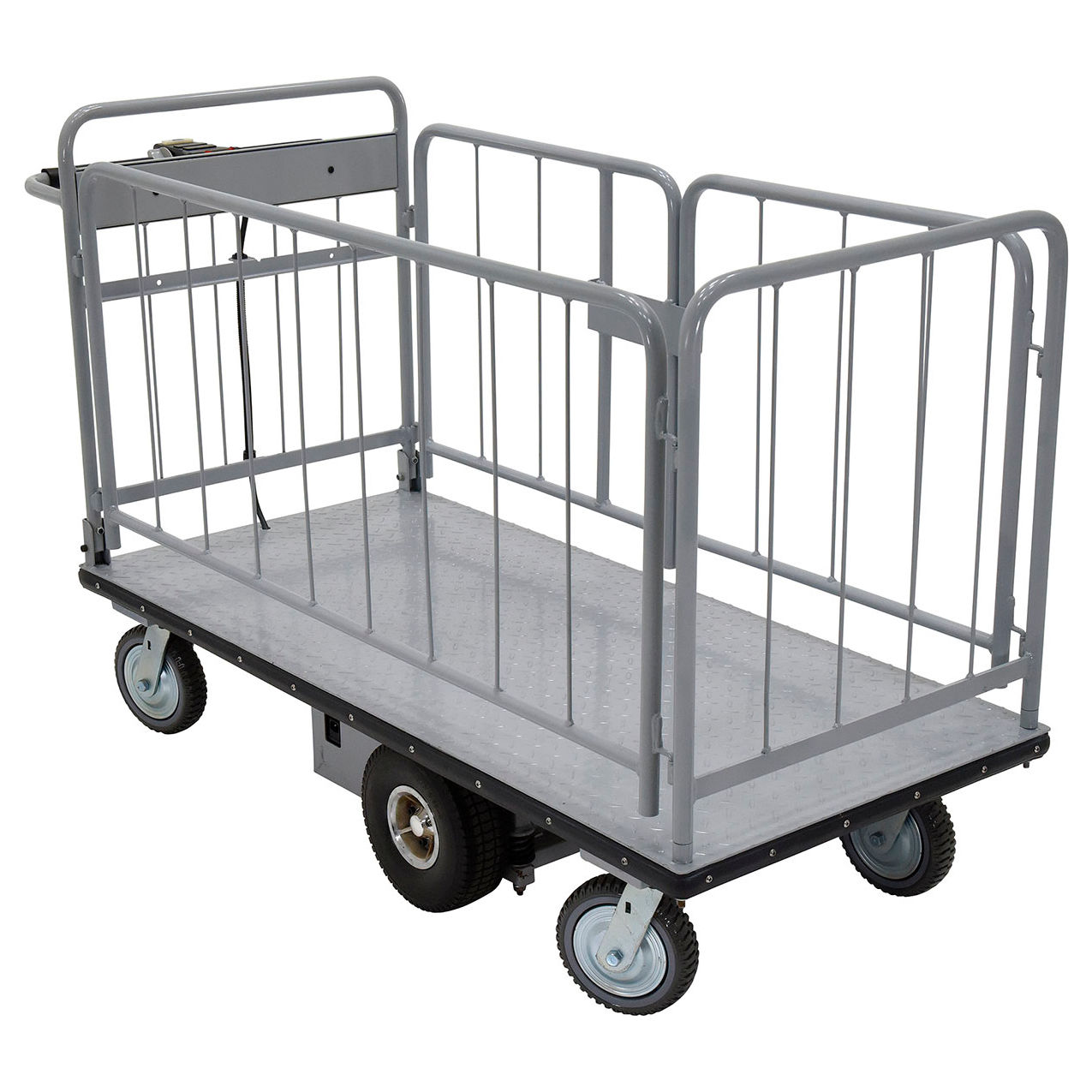 Steel Electric Material Handling Cart, w/Sides, 68-7/8"L x 28-3/4"W, 1500 lb Capacity