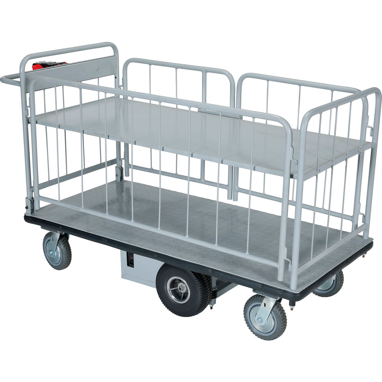 Electric Material Handling Cart, w/Sides, 1 Shelf, 68-7/8"L x 28-3/4"W, 1500 lb. Cap.