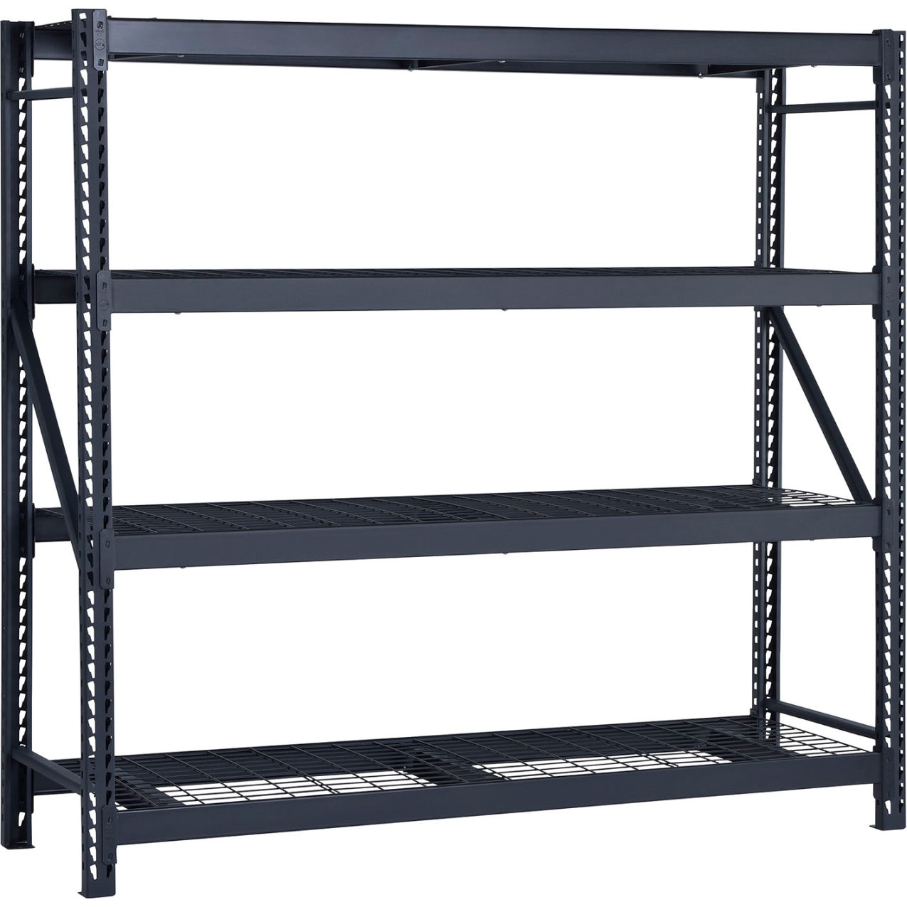 4 Tier Wire Deck Steel Bulk Rack, 77"W x 24"D x 78"H, Black